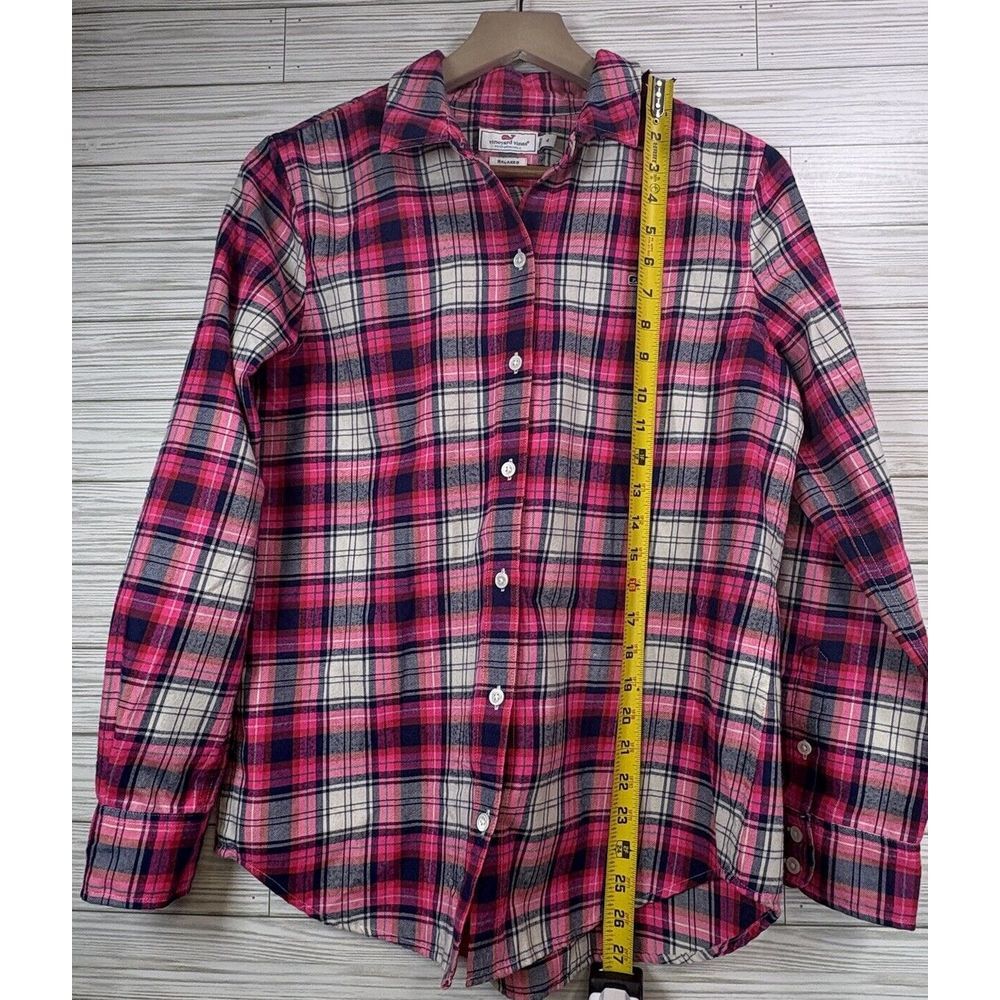 Vineyard Vines Performance Relaxed Fit Button Front Blouse Pink Plaid Size‎ 4 - Picture 6 of 7